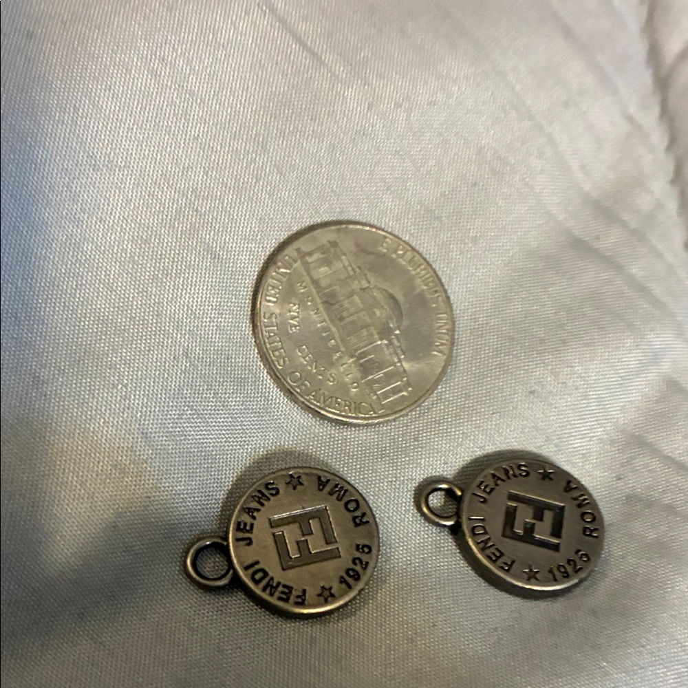 Pair of Fendi Silver Logo Charms